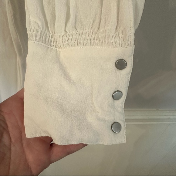 All Saints White Long Buttoned Sleeve Crewneck 100% Cupro Dress Sz L GUC - Picture 3 of 12
